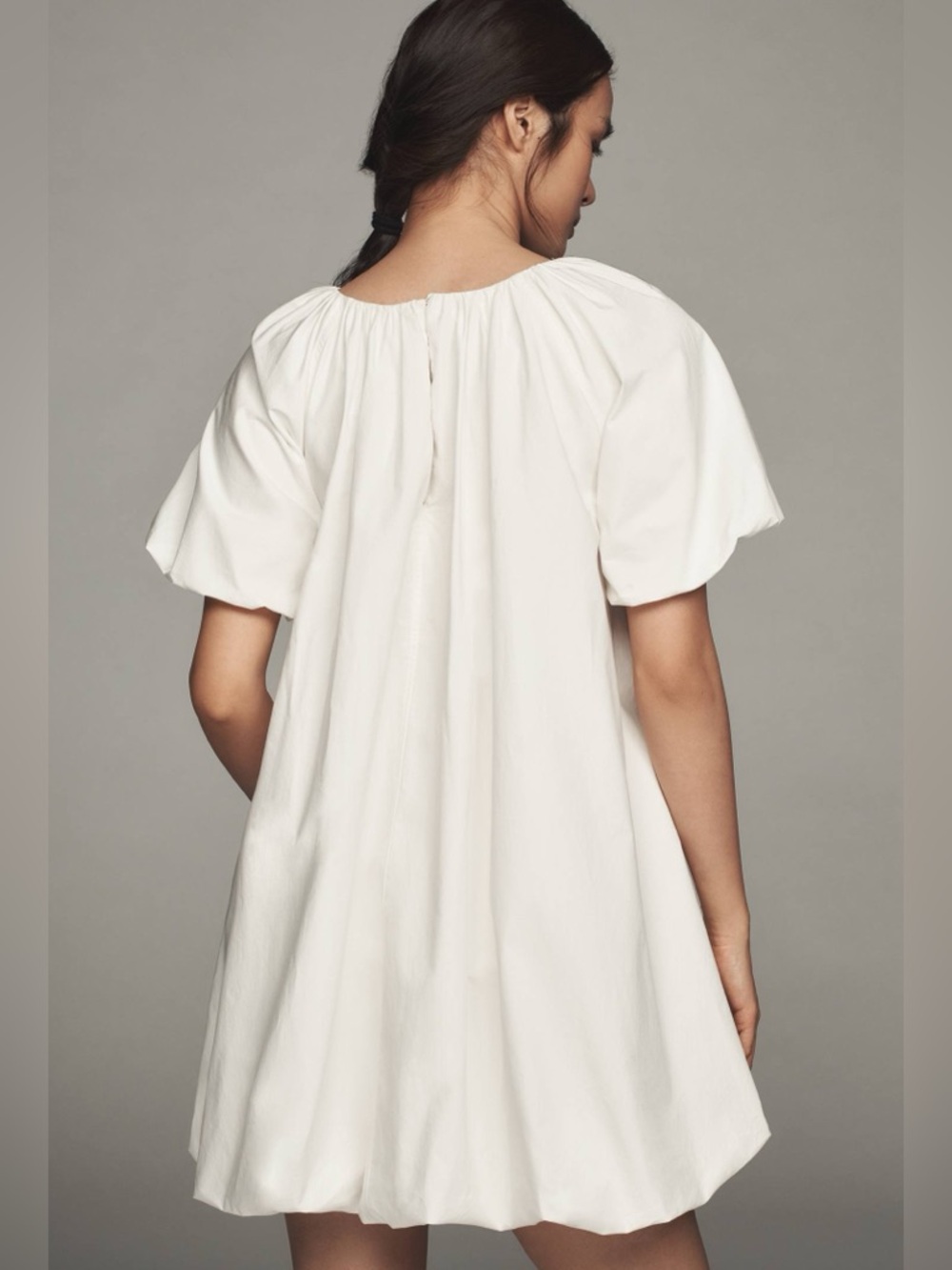 NWT Anthropologie Puff Sleeve Bubble Hem Mini Dress White XXS Coastal Bridal - Picture 3 of 12
